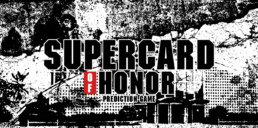 Logo for Supercard of Honor: Prediction Game in black-and-white grunge style, with a red 'OF' block.